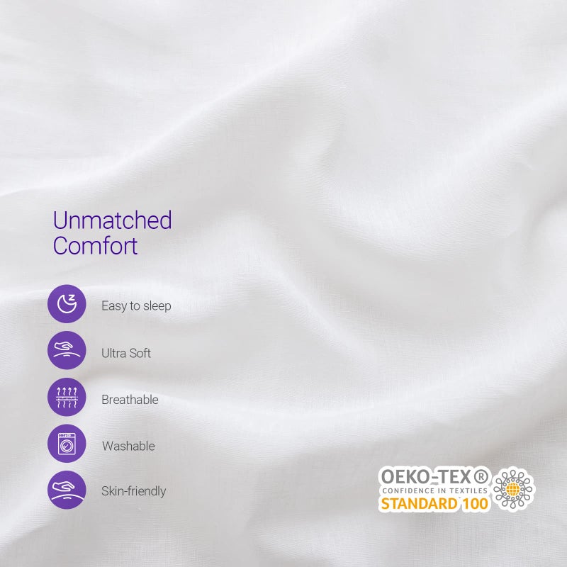 Simple&Opulence 100% French Linen Sheet Set Handmade Hemstitch-4 Pcs Natural Flax Farmhouse Bed Sheets(1 Flat Sheet 1 Fitted Sheet 2 Pillowcases)-Solid Color Soft Breathable Bedding-White, Queen - Image 3